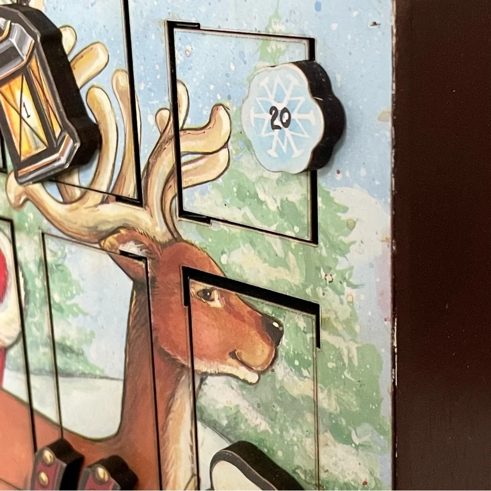 Santa with Elves & Sleigh Advent Calendar Box by Byers' Choice